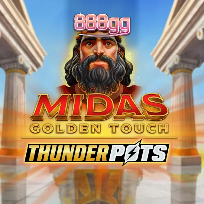 Visual do jogo de slot Midas Golden Touch: Thunder Pots com elementos dourados e mitologia grega.